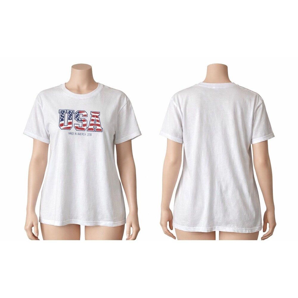 USA Made in America 2018 T Shirt Unisex Adult 2X White Patriotic USA Symbol NWT